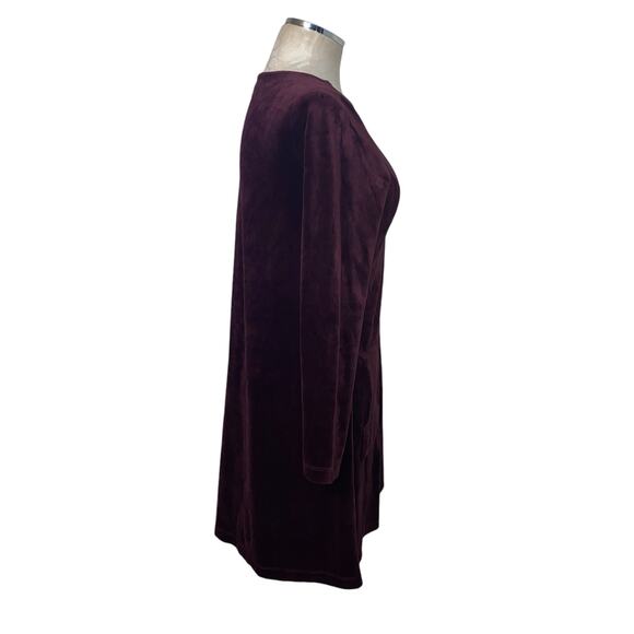 J. Jill Pure Jill Burgundy Velour Long Sleeve A-Line Shift Mini Dress Size XS - Picture 3 of 15